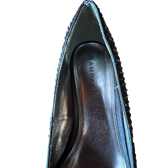 Rampage Black Studded Satin Peep-Toe Platform Heels Womens Size 8 Elegant Party - Picture 6 of 6